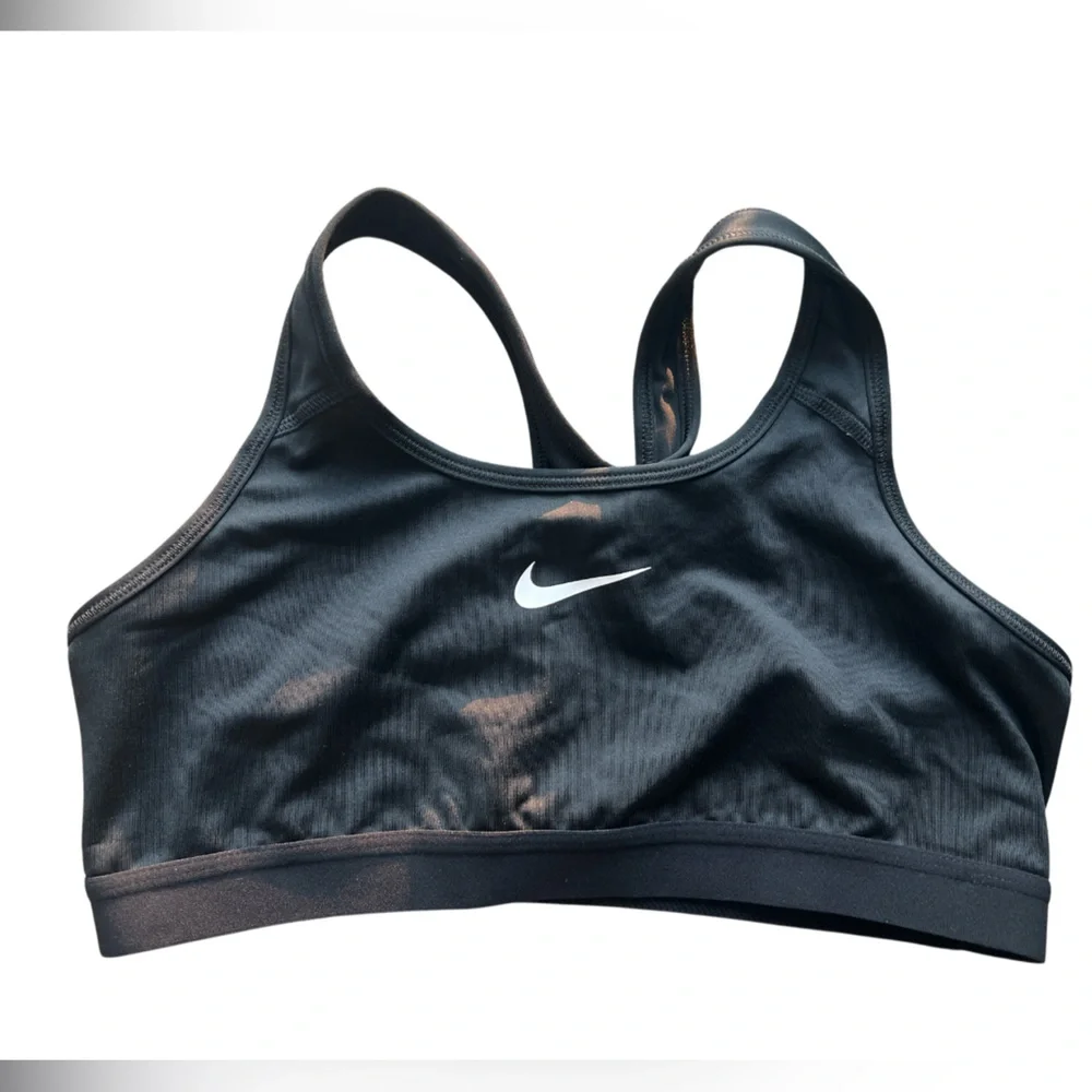 Nike Pro Classic Dri-FIT Sports Bra Black‎ White Logo Women's Size L
